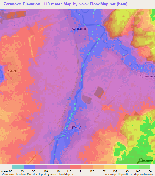 Zaranovo,Russia Elevation Map