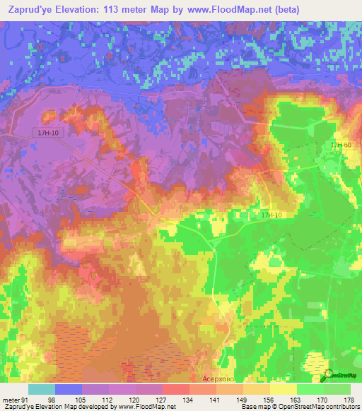 Zaprud'ye,Russia Elevation Map