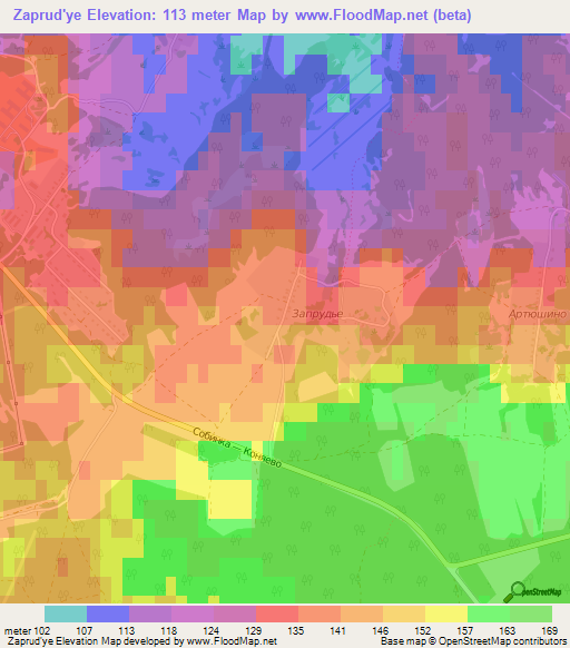 Zaprud'ye,Russia Elevation Map