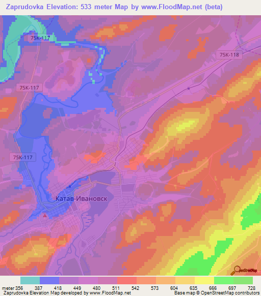 Zaprudovka,Russia Elevation Map