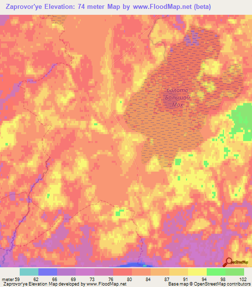 Zaprovor'ye,Russia Elevation Map