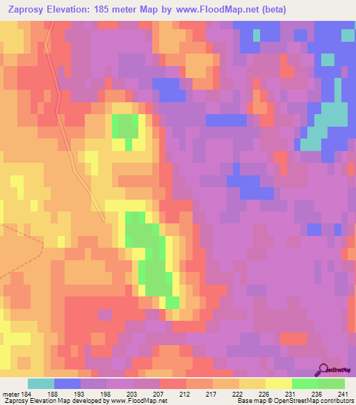 Zaprosy,Russia Elevation Map