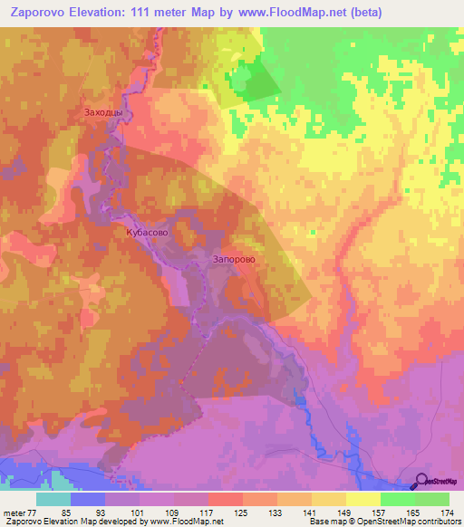 Zaporovo,Russia Elevation Map