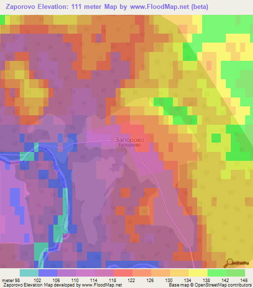 Zaporovo,Russia Elevation Map