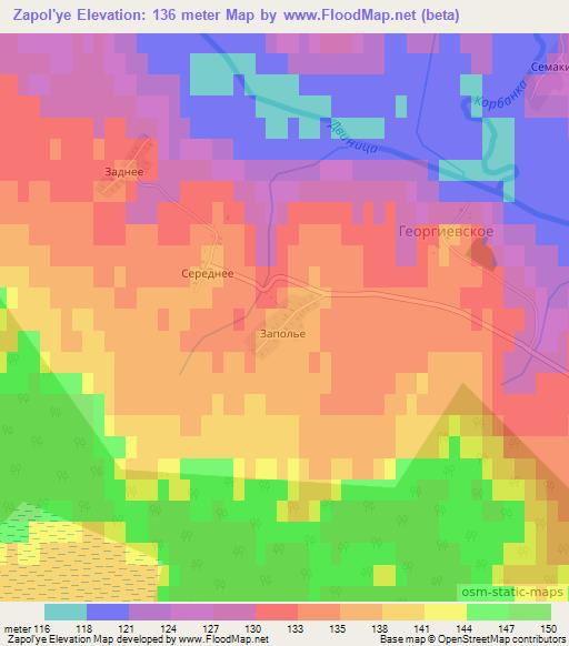 Zapol'ye,Russia Elevation Map