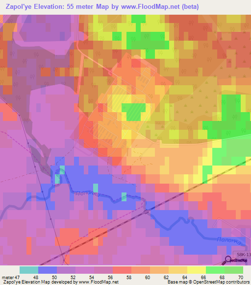 Zapol'ye,Russia Elevation Map