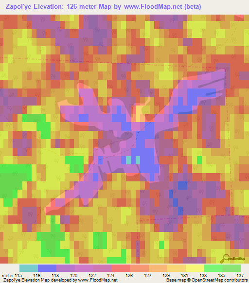 Zapol'ye,Russia Elevation Map