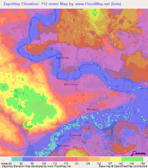 Zapolitsy,Russia Elevation Map