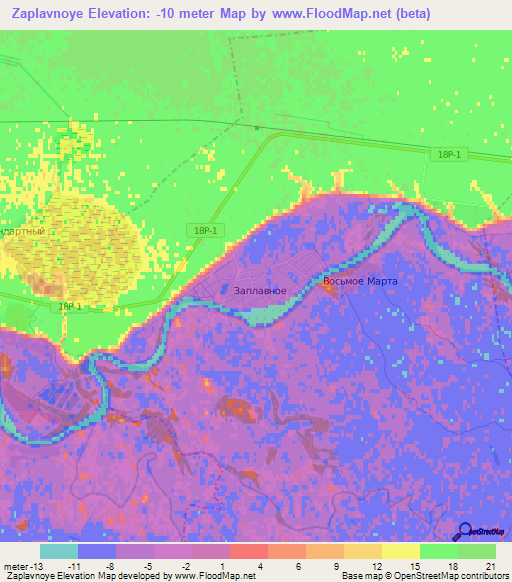 Zaplavnoye,Russia Elevation Map