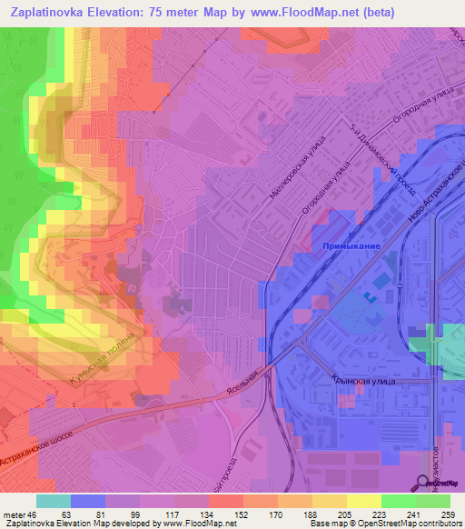 Zaplatinovka,Russia Elevation Map