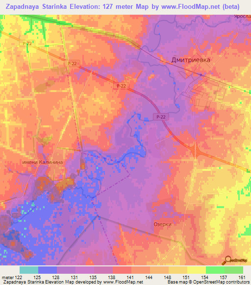 Zapadnaya Starinka,Russia Elevation Map