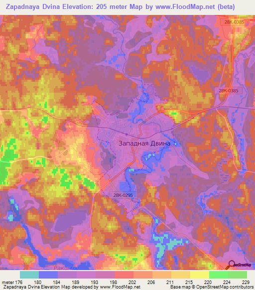 Zapadnaya Dvina,Russia Elevation Map