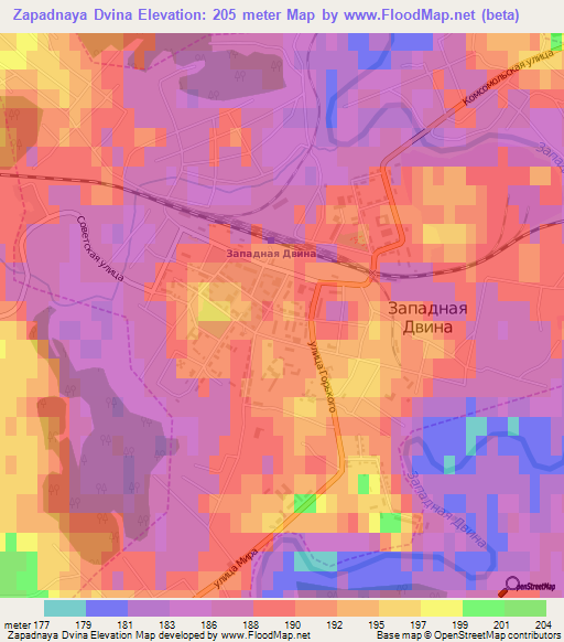 Zapadnaya Dvina,Russia Elevation Map