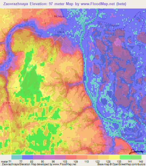 Zaovrazhnaya,Russia Elevation Map