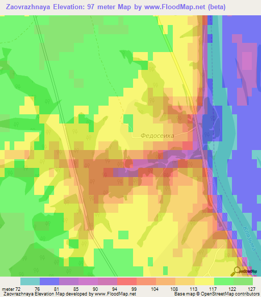 Zaovrazhnaya,Russia Elevation Map