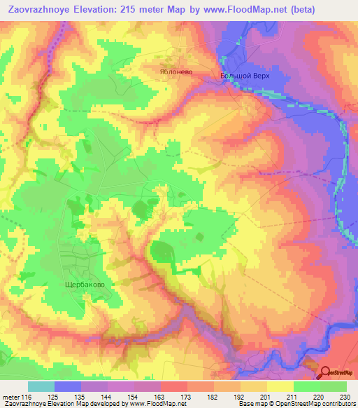 Zaovrazhnoye,Russia Elevation Map