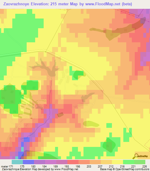 Zaovrazhnoye,Russia Elevation Map