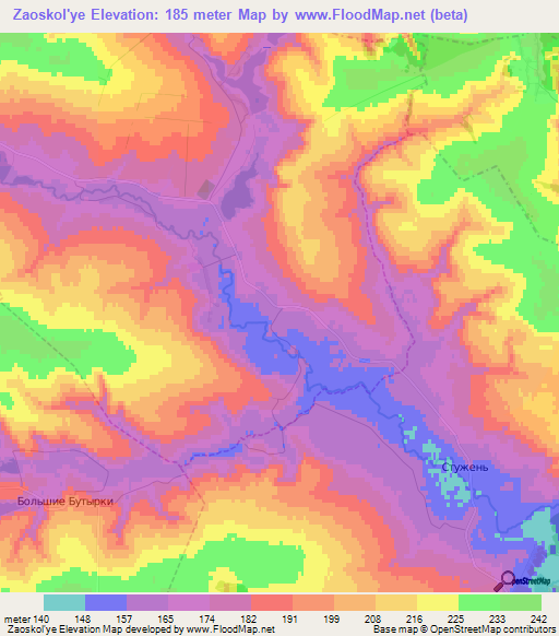 Zaoskol'ye,Russia Elevation Map