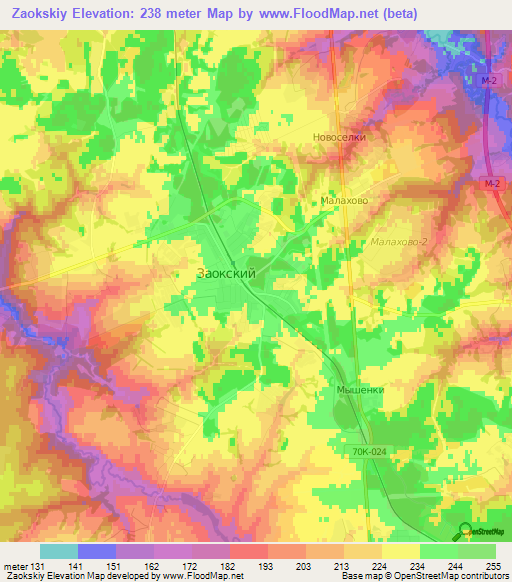 Zaokskiy,Russia Elevation Map