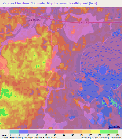 Zanovo,Russia Elevation Map