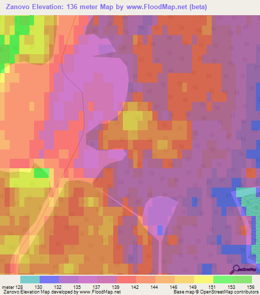 Zanovo,Russia Elevation Map