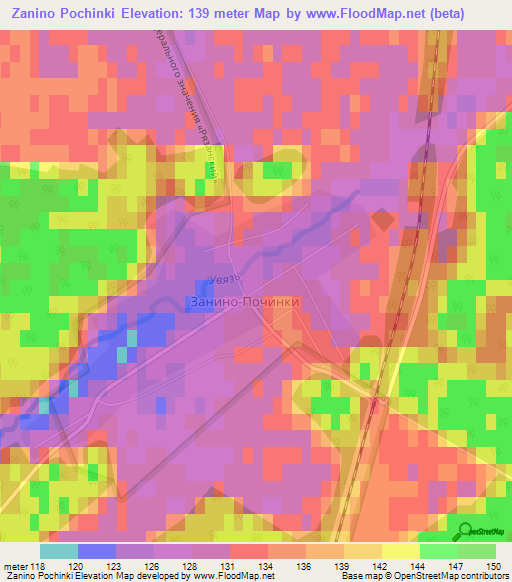 Zanino Pochinki,Russia Elevation Map