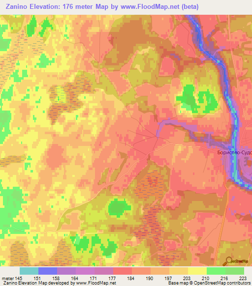 Zanino,Russia Elevation Map