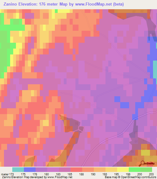 Zanino,Russia Elevation Map