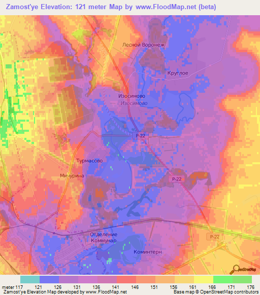 Zamost'ye,Russia Elevation Map