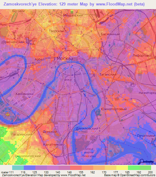 Zamoskvorech'ye,Russia Elevation Map