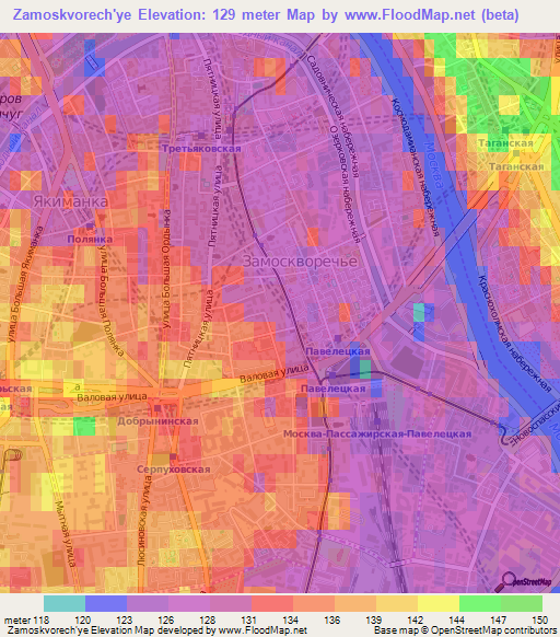 Zamoskvorech'ye,Russia Elevation Map