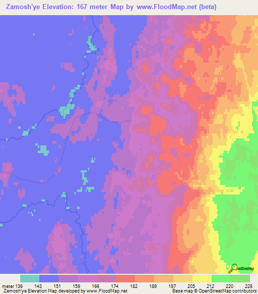 Zamosh'ye,Russia Elevation Map