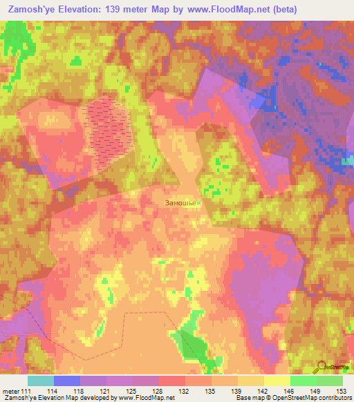 Zamosh'ye,Russia Elevation Map