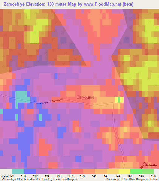 Zamosh'ye,Russia Elevation Map