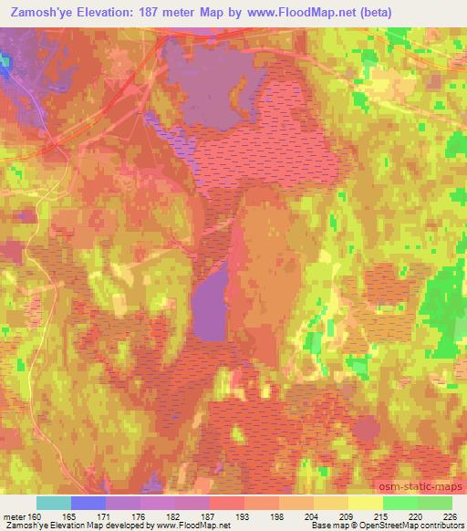 Zamosh'ye,Russia Elevation Map