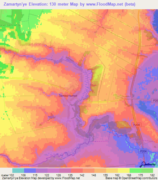 Zamartyn'ye,Russia Elevation Map