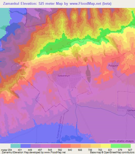 Zamankul,Russia Elevation Map