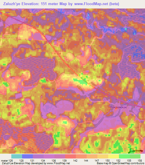 Zaluzh'ye,Russia Elevation Map