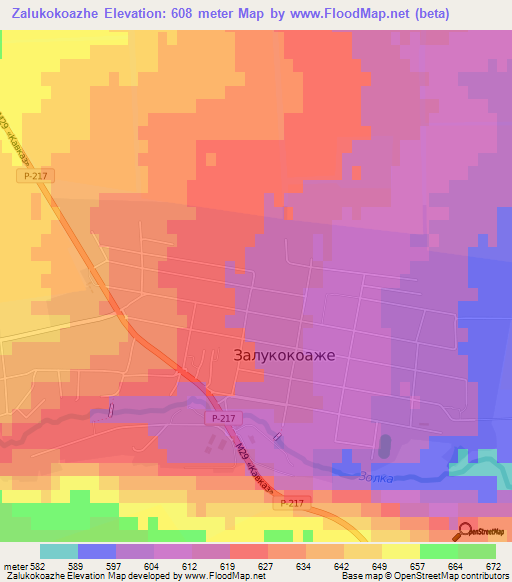 Zalukokoazhe,Russia Elevation Map