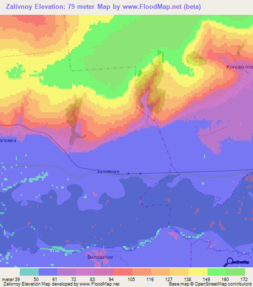 Zalivnoy,Russia Elevation Map