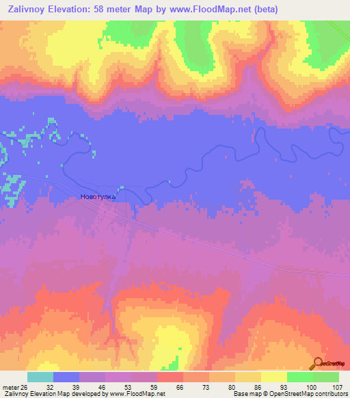 Zalivnoy,Russia Elevation Map