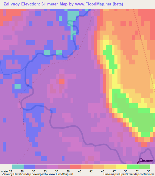 Zalivnoy,Russia Elevation Map