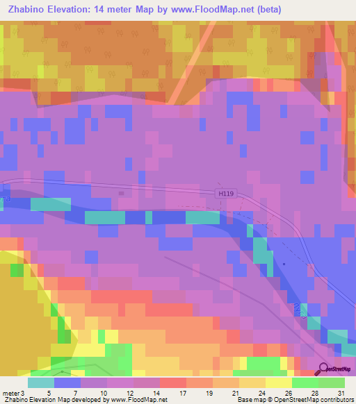 Zhabino,Russia Elevation Map