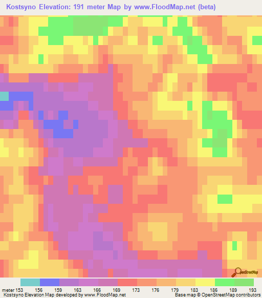 Kostsyno,Russia Elevation Map