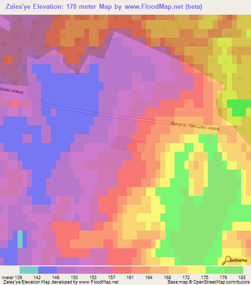 Zales'ye,Russia Elevation Map