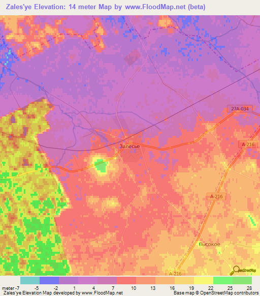 Zales'ye,Russia Elevation Map