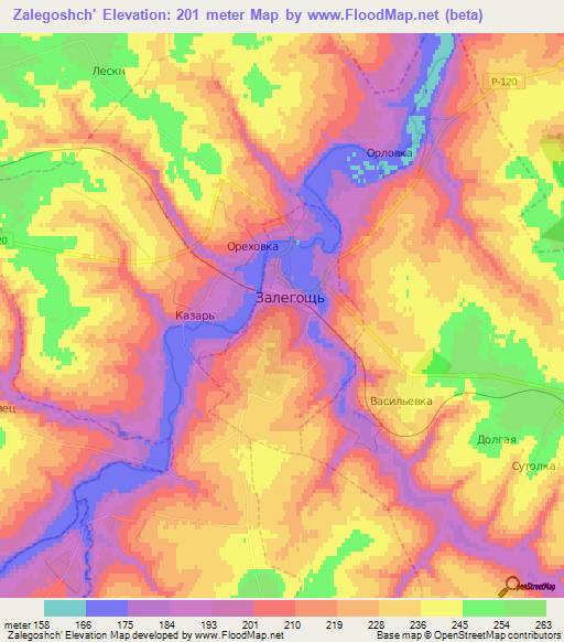 Zalegoshch',Russia Elevation Map