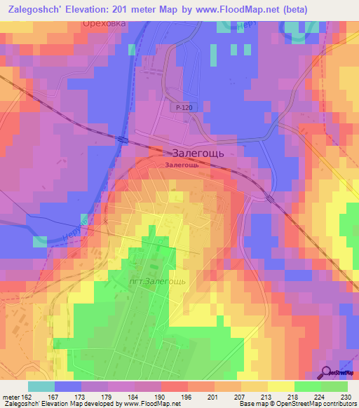 Zalegoshch',Russia Elevation Map