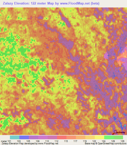 Zalazy,Russia Elevation Map