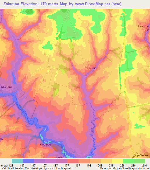 Zakutina,Russia Elevation Map